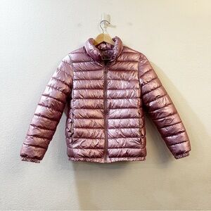 Zara Kids' Quilted Lined Full Zip Metallic Puffer Jacket Size 11- 12 Pink